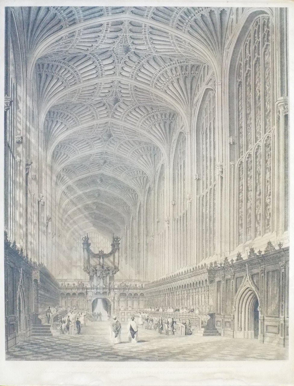 Print - To the Memory of the late Mr. Henry Sargant Storer, this View, Drawn and in greater part Engraved by him, is inscribed. Being the first representation of The Chapel of King's College, Cambridge, published since its completion by Henry VII. - Storer